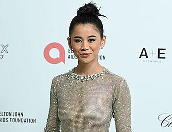 Leah Lewis see through to tits at Elton John AIDS Foundation's 33rd Annual Academy Awards Viewing Party