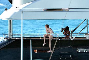 Lily Cole topless on a yacht in St. Barts