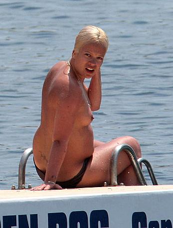 Lily Allen topless candids in France