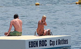 Lily Allen topless candids in France