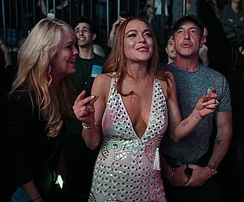 Lindsay Lohan sexy cleavage in Duran Duran concert