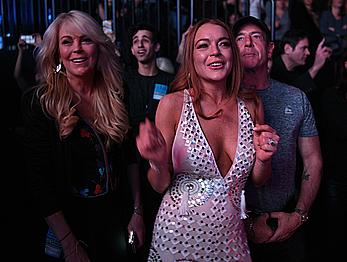 Lindsay Lohan sexy cleavage in Duran Duran concert