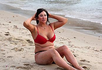 Reality star Lisa Appleton nipple slip on a beach in Spain