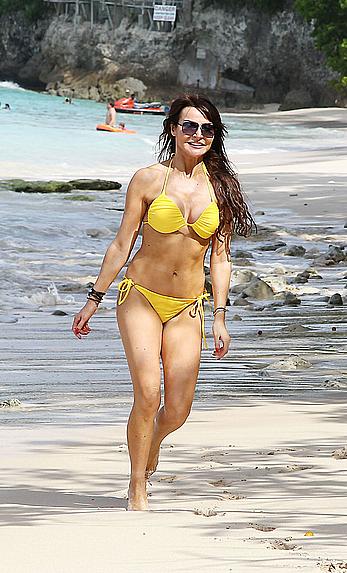 Lizzie Cundy in sexy bikinies on holiday in Barbados