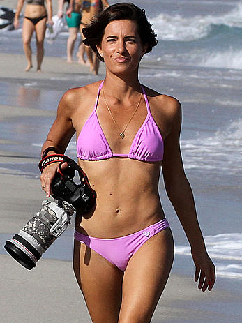 Logan Fazio in a purple bikini on Miami beach