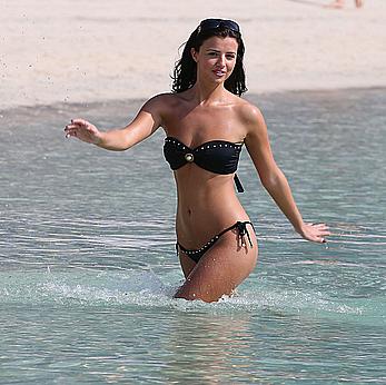 Lucy Mecklenburgh in black bikini on the Beach in Dubai