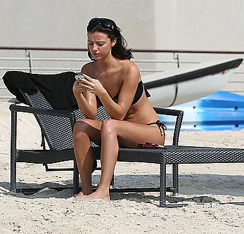 Lucy Mecklenburgh in black bikini on the Beach in Dubai