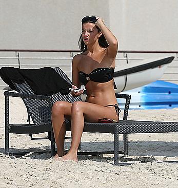 Lucy Mecklenburgh in black bikini on the Beach in Dubai