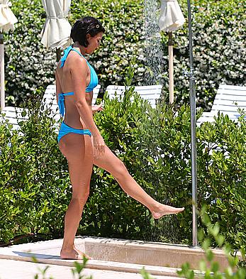 Lucy Mecklenburgh in blue bikini poolside shots in Rome