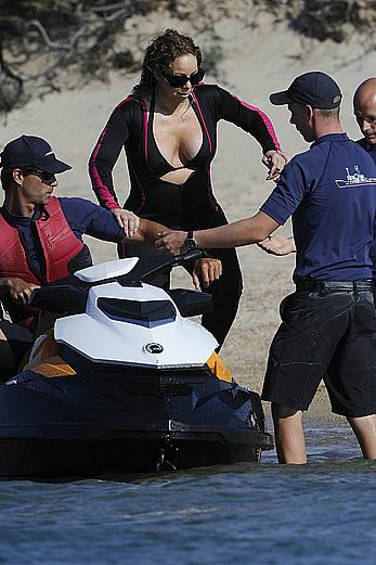 Mariah Carey boobslip wearing a wetsuit in Italy