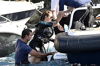 Mariah Carey boobslip wearing a wetsuit in Italy