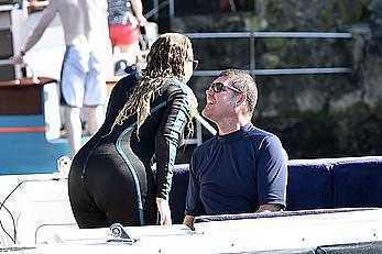 Mariah Carey boobslip wearing a wetsuit in Italy