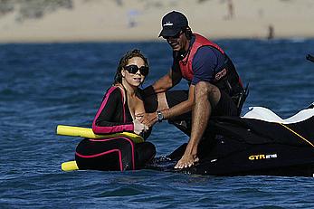 Mariah Carey boobslip wearing a wetsuit in Italy