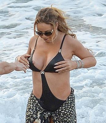 Mariah Carey nipple slip in bikini in Hawaii