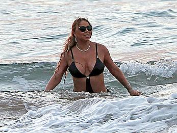 Mariah Carey nipple slip in bikini in Hawaii