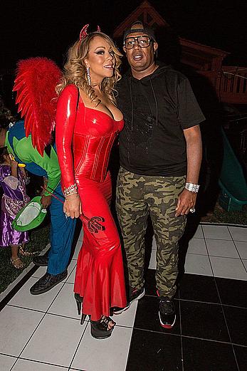 Mariah Carey in tight red dress at her Halloween Party in Los Angeles