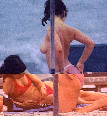 Maribel Verdu caught topless on a beach