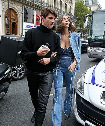 Marie-Ange Casta sexy cleavage at Paris Fashion Week