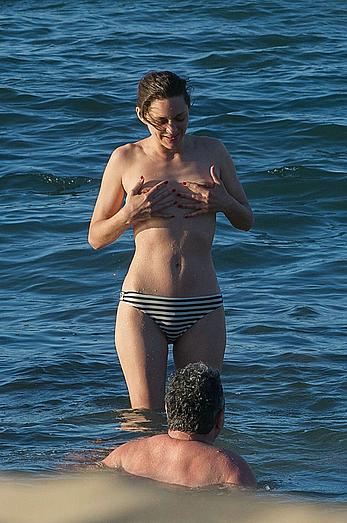 Marion Cotillard topless on a beach in Fuereventura