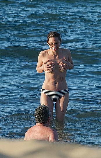 Marion Cotillard topless on a beach in Fuereventura