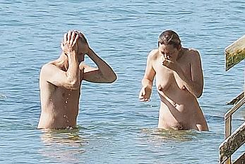 Marion Cotillard swimming fully nude in the ocean in Cap-Ferret