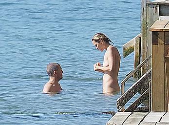 Marion Cotillard swimming fully nude in the ocean in Cap-Ferret