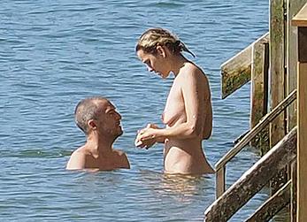 Marion Cotillard swimming fully nude in the ocean in Cap-Ferret