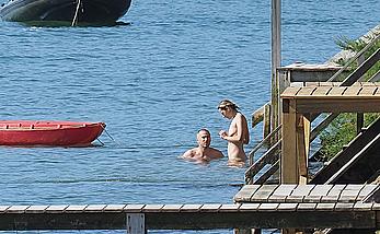 Marion Cotillard swimming fully nude in the ocean in Cap-Ferret