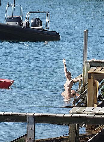 Marion Cotillard swimming fully nude in the ocean in Cap-Ferret