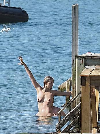 Marion Cotillard swimming fully nude in the ocean in Cap-Ferret