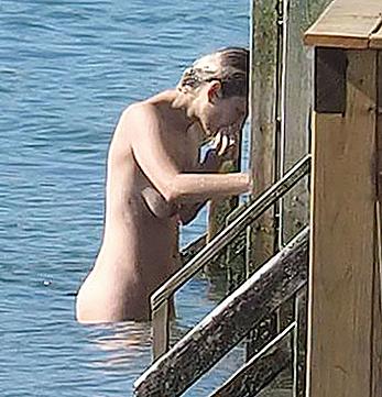 Marion Cotillard swimming fully nude in the ocean in Cap-Ferret