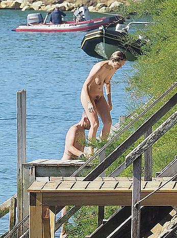 Marion Cotillard swimming fully nude in the ocean in Cap-Ferret