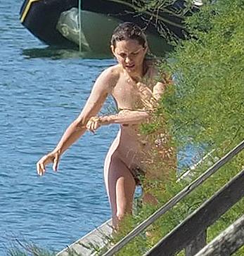 Marion Cotillard swimming fully nude in the ocean in Cap-Ferret