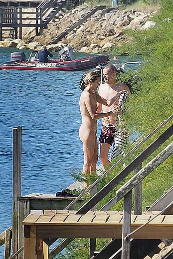 Marion Cotillard swimming fully nude in the ocean in Cap-Ferret