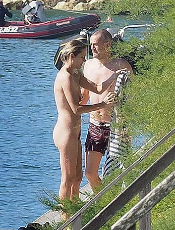 Marion Cotillard swimming fully nude in the ocean in Cap-Ferret