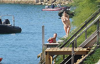 Marion Cotillard swimming fully nude in the ocean in Cap-Ferret