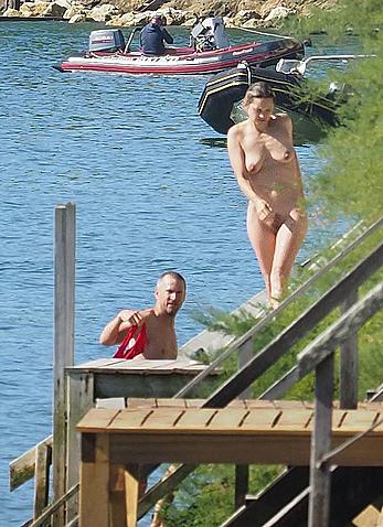 Marion Cotillard swimming fully nude in the ocean in Cap-Ferret