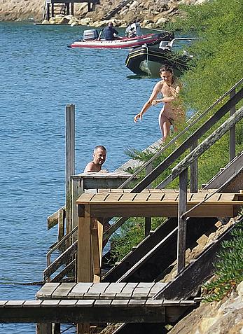 Marion Cotillard swimming fully nude in the ocean in Cap-Ferret