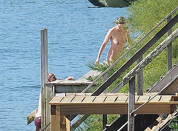 Marion Cotillard swimming fully nude in the ocean in Cap-Ferret