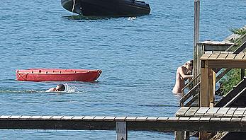 Marion Cotillard swimming fully nude in the ocean in Cap-Ferret