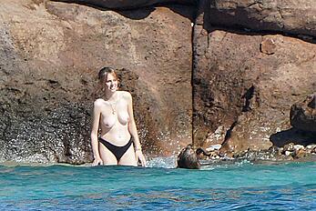 Maya Hawke topless on a beach at St. Barts with her mom Uma Thurman