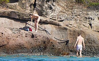 Maya Hawke topless on a beach at St. Barts with her mom Uma Thurman