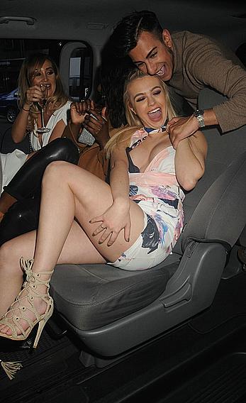 Megan Rees without panties upskirt and nipple slip at an evening with Deborah Mitchell in London