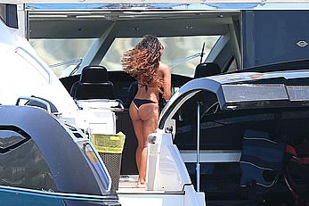 Melanie Brown in black bikini & hard nipples In ibiza