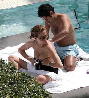 Melissa Theuriau shows her great nude tits poolside