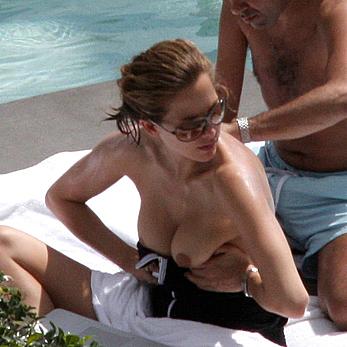 Melissa Theuriau shows her great nude tits poolside