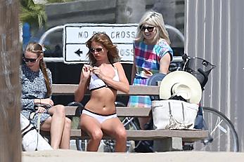 Millie Mackintosh in white bikini on the beach in LA