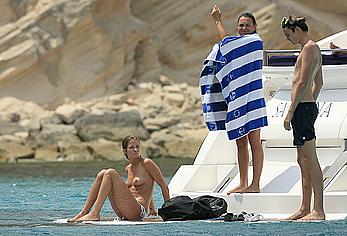 Millie Mackintosh topless on a yacht in Ibiza