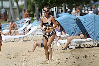 Miranda Lambert in bikini on a beach in Hawaii