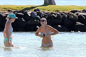 Miranda Lambert in bikini on a beach in Hawaii